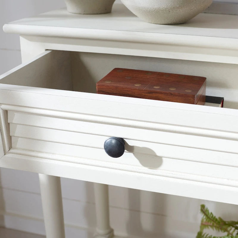 Console de ferme avec 2 tiroirs et pieds tournés, assemblage par 1 personne