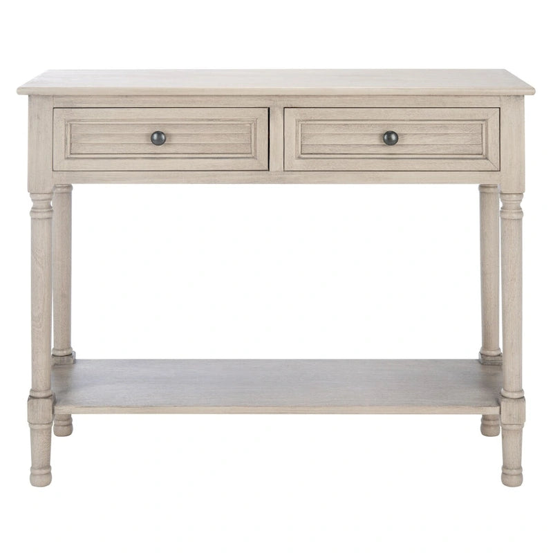 Console de ferme avec 2 tiroirs et pieds tournés, assemblage par 1 personne