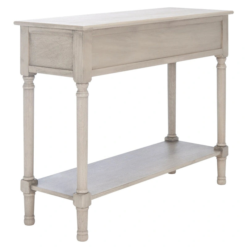Console de ferme avec 2 tiroirs et pieds tournés, assemblage par 1 personne