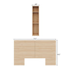 Tête de lit de rangement en bois composite Chêne blond naturel / Chêne brun avec 3 étagères de chaque côté, assemblage par 1 personne