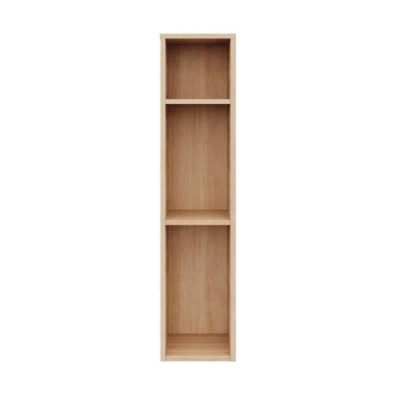 Tête de lit de rangement en bois composite Chêne blond naturel / Chêne brun avec 3 étagères de chaque côté, assemblage par 1 personne