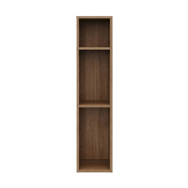 Tête de lit de rangement en bois composite Chêne blond naturel / Chêne brun avec 3 étagères de chaque côté, assemblage par 1 personne
