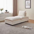 Fauteuil d'appoint sans accoudoirs en chenille orange/gris/vert/beige avec pouf, 1 place