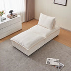 Fauteuil d'appoint sans accoudoirs en chenille orange/gris/vert/beige avec pouf, 1 place