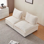 Fauteuil d'appoint sans accoudoirs en chenille orange/gris/vert/beige avec pouf, 1 place