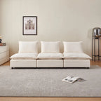 Fauteuil d'appoint sans accoudoirs en chenille orange/gris/vert/beige avec pouf, 1 place
