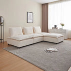 Fauteuil d'appoint sans accoudoirs en chenille orange/gris/vert/beige avec pouf, 1 place