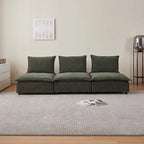 Fauteuil d'appoint sans accoudoirs en chenille orange/gris/vert/beige avec pouf, 1 place