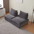 Fauteuil d'appoint sans accoudoirs en chenille orange/gris/vert/beige avec pouf, 1 place