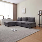 Fauteuil d'appoint sans accoudoirs en chenille orange/gris/vert/beige avec pouf, 1 place
