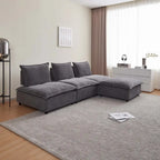 Fauteuil d'appoint sans accoudoirs en chenille orange/gris/vert/beige avec pouf, 1 place