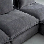 Fauteuil d'appoint sans accoudoirs en chenille orange/gris/vert/beige avec pouf, 1 place