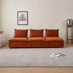 Fauteuil d'appoint sans accoudoirs en chenille orange/gris/vert/beige avec pouf, 1 place