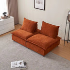 Fauteuil d'appoint sans accoudoirs en chenille orange/gris/vert/beige avec pouf, 1 place