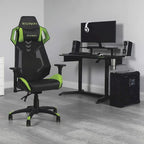 Chaise de jeu style course en cuir multicolore avec dossier en maille, accoudoirs 4D et support lombaire, 1 personne
