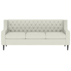 Canapé en tissu moderne du milieu du siècle, beige/gris, avec dossier capitonné, 3 places