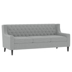 Canapé en tissu moderne du milieu du siècle, beige/gris, avec dossier capitonné, 3 places