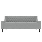 Canapé en tissu moderne du milieu du siècle, beige/gris, avec dossier capitonné, 3 places