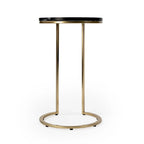 Table d'appoint à plateau en marbre noir avec base en acier inoxydable, montage par 1 personne