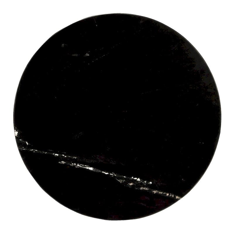 Table d'appoint à plateau en marbre noir avec base en acier inoxydable, montage par 1 personne