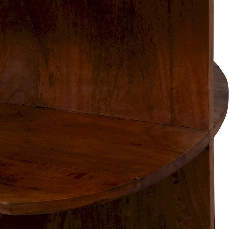 Table d'appoint demi-ronde marron, base en bois de manguier avec plateau en marbre, assemblage par 1 personne