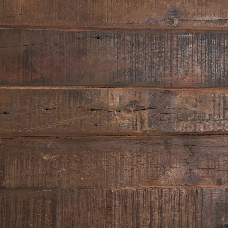 Table basse en bois de récupération brun avec 12 tiroirs en métal noir, assemblage par 1 personne