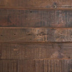 Table basse en bois de récupération brun avec 12 tiroirs en métal noir, assemblage par 1 personne