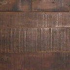 Table basse en bois de récupération brun avec 12 tiroirs en métal noir, assemblage par 1 personne