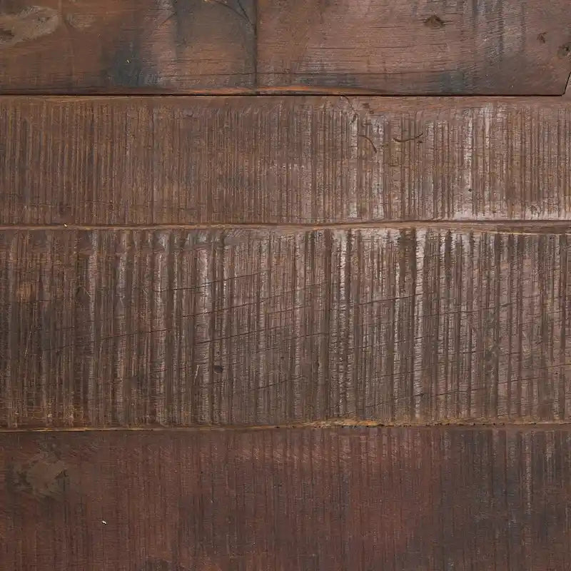 Table basse en bois de récupération brun avec 12 tiroirs en métal noir, assemblage par 1 personne