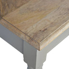 Bureau en bois de manguier massif gris français peint à la main avec 1 tiroir et pieds cannelés, assemblage par 1 personne