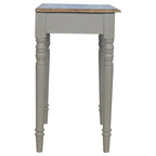 Bureau en bois de manguier massif gris français peint à la main avec 1 tiroir et pieds cannelés, assemblage par 1 personne