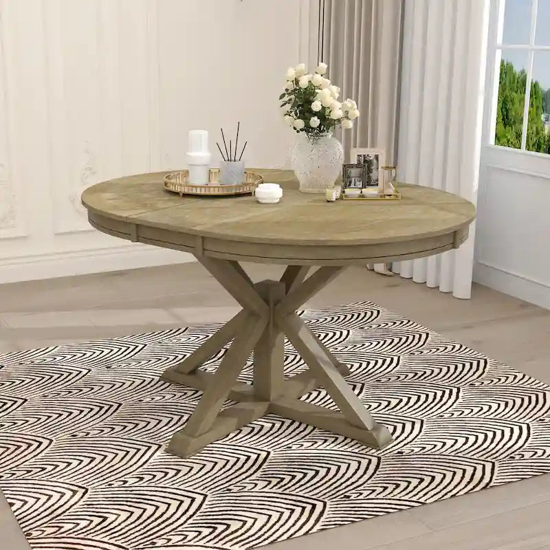 Retro Functional Extendable Dining Table with a 12  Leaf for Dining Room