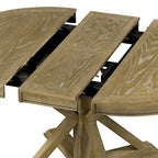 Table à manger ronde extensible en placage de chêne naturel / marron / expresso avec rallonge papillon et piètement en X, 6 places