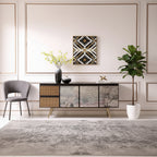Modrest Phelan Modern Smoked Ash & Brass Buffet