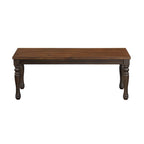 Banc de salle à manger bicolore marron en bois d'hévéa et d'acacia avec pieds tournés, 2 places
