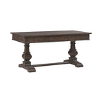 Bureau d'écriture Saddle Brown en hévéa avec 3 tiroirs, tablette coulissante pour clavier et gestion des câbles, assemblage par 1 personne