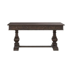 Bureau d'écriture Saddle Brown en hévéa avec 3 tiroirs, tablette coulissante pour clavier et gestion des câbles, assemblage par 1 personne