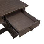 Bureau d'écriture Saddle Brown en hévéa avec 3 tiroirs, tablette coulissante pour clavier et gestion des câbles, assemblage par 1 personne