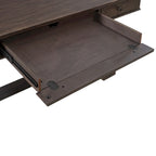Bureau d'écriture Saddle Brown en hévéa avec 3 tiroirs, tablette coulissante pour clavier et gestion des câbles, assemblage par 1 personne