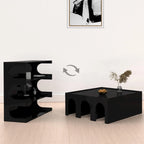 Étagère et table basse convertibles 4 niveaux noir/blanc, assemblage par 1 personne