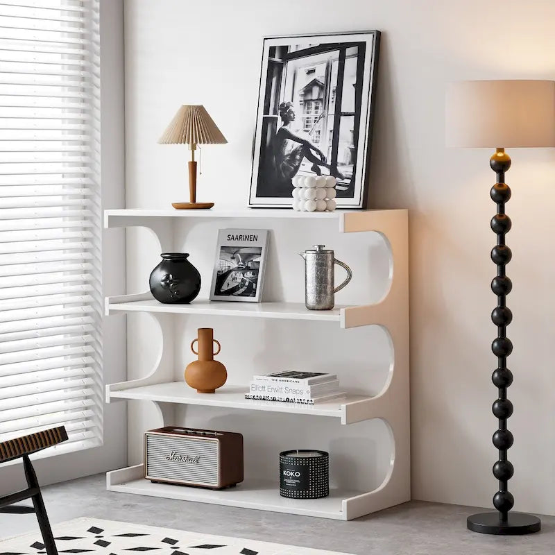 Étagère et table basse convertibles 4 niveaux noir/blanc, assemblage par 1 personne