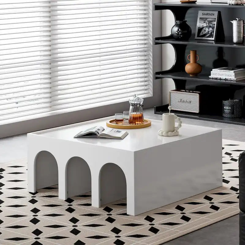 Étagère et table basse convertibles 4 niveaux noir/blanc, assemblage par 1 personne