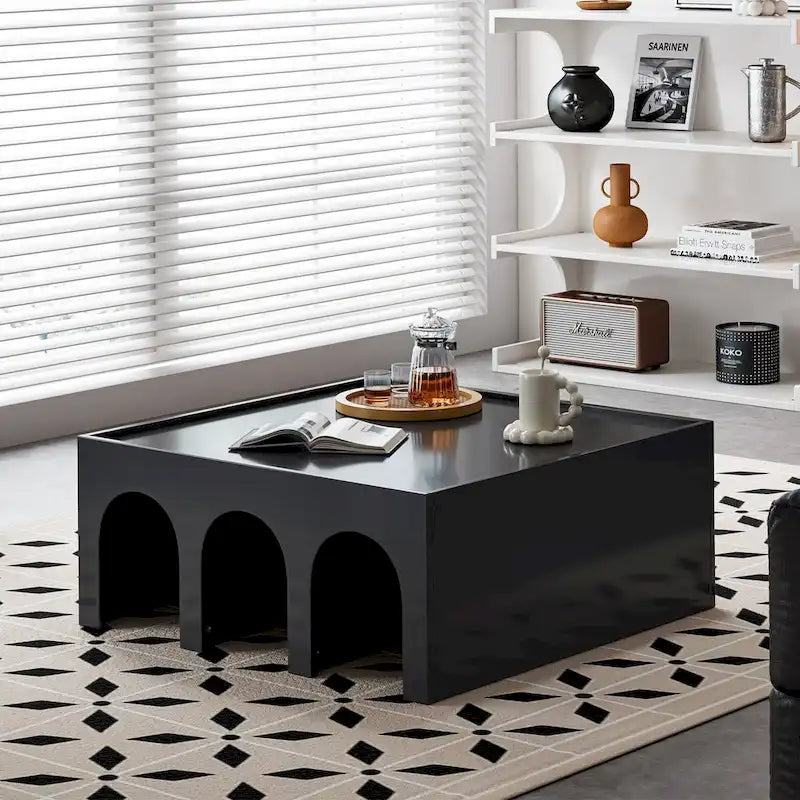 Étagère et table basse convertibles 4 niveaux noir/blanc, assemblage par 1 personne